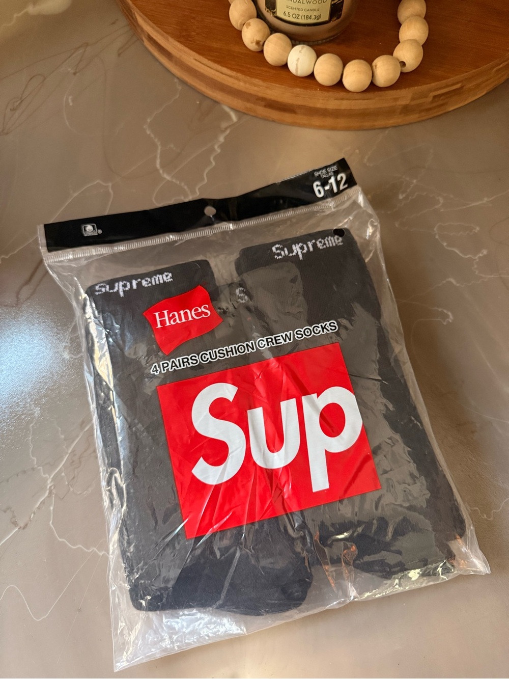 Hanes Black Cushion Crew Socks - 4 Pack